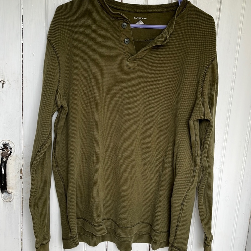 Mens Lands End Henley , Large